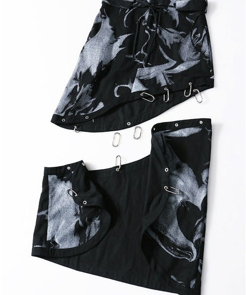 Deconstructed Safety Pin Print Skirt